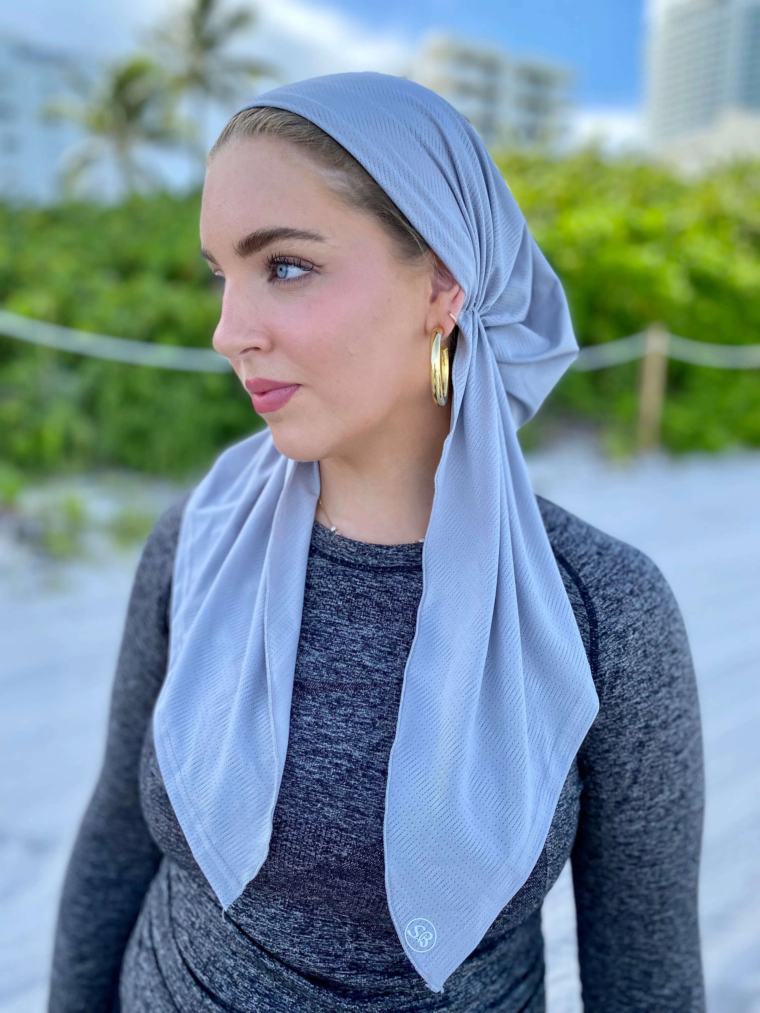 SB Dri Fit Pretied Scarf Grey (with Velvet Grip)