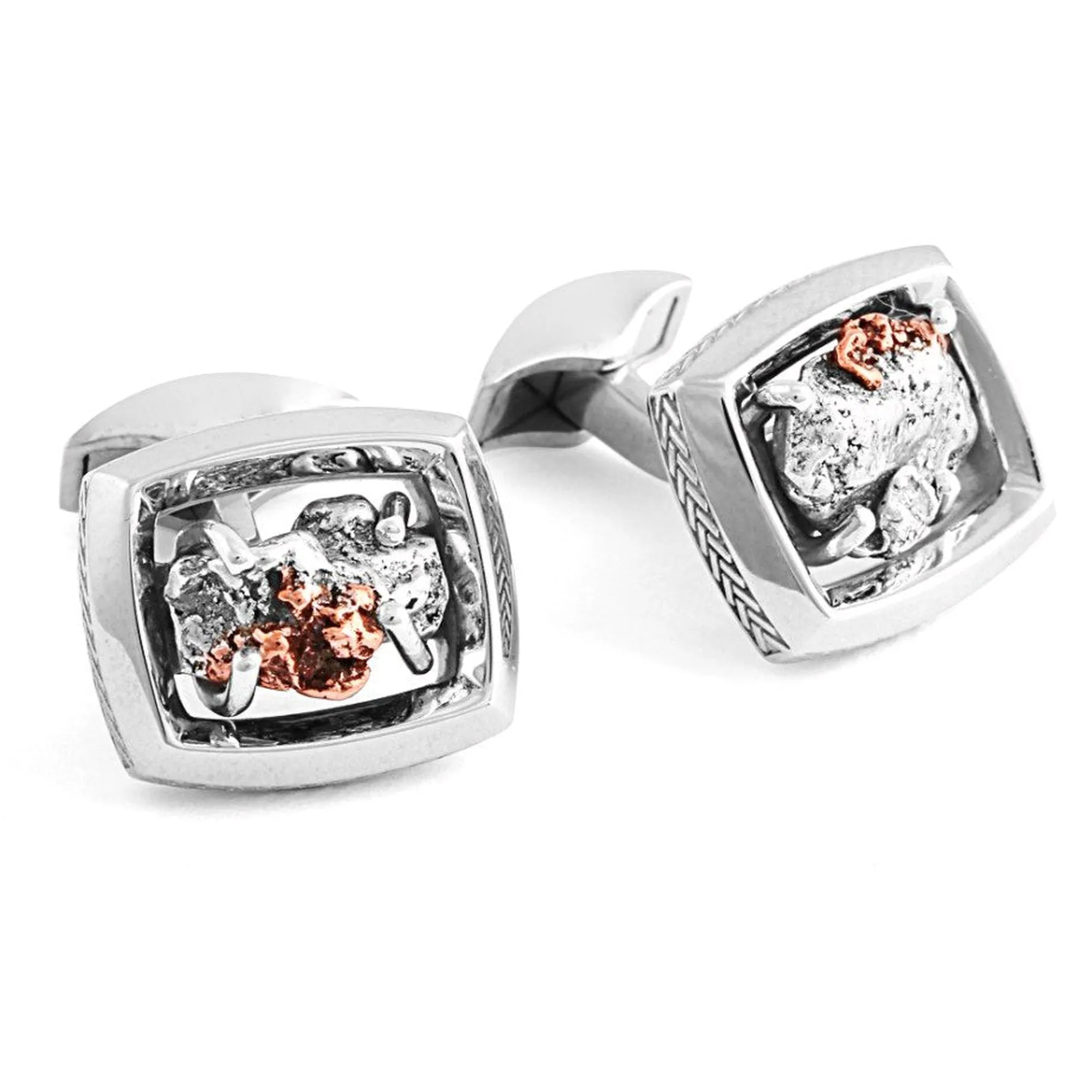 Signature Copper Nuggets Silver Cufflinks - Limited Edition