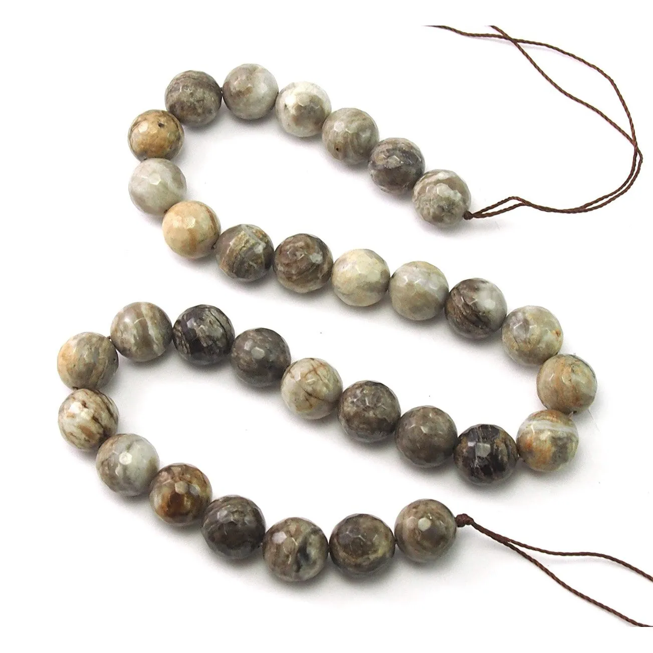 Silver Leaf Jasper Faceted Rounds 12mm Strand