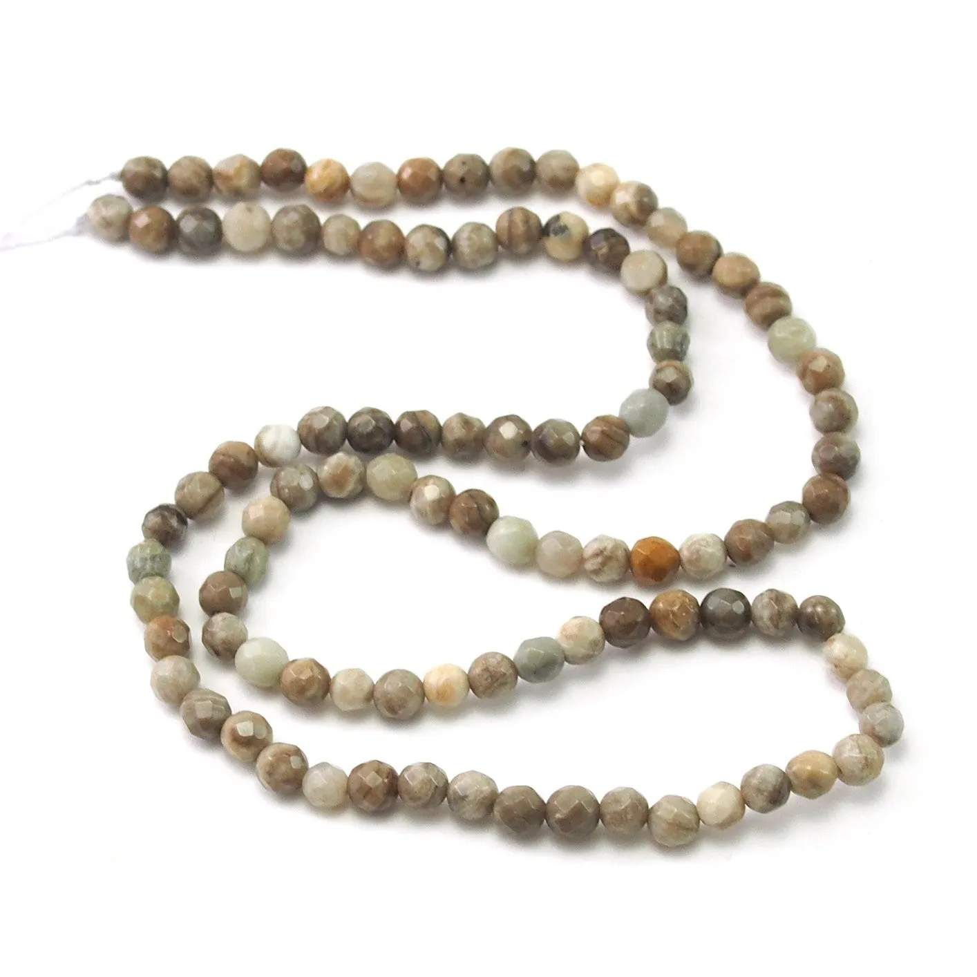 Silver Leaf Jasper Faceted Rounds 4mm Strand