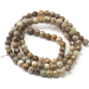 Silver Leaf Jasper Faceted Rounds 4mm Strand