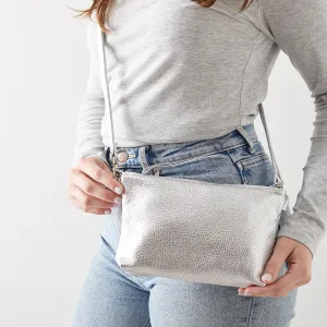 Silver Leather Crossbody Bag