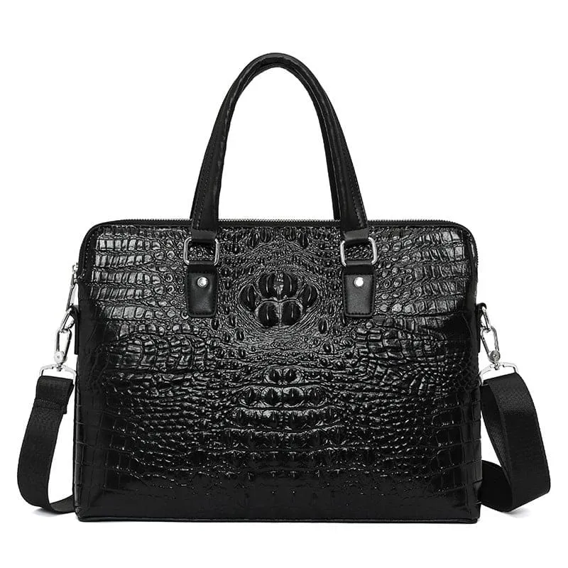 Sleek Crocodile Pattern Shoulder Briefcase for Modern Professionals