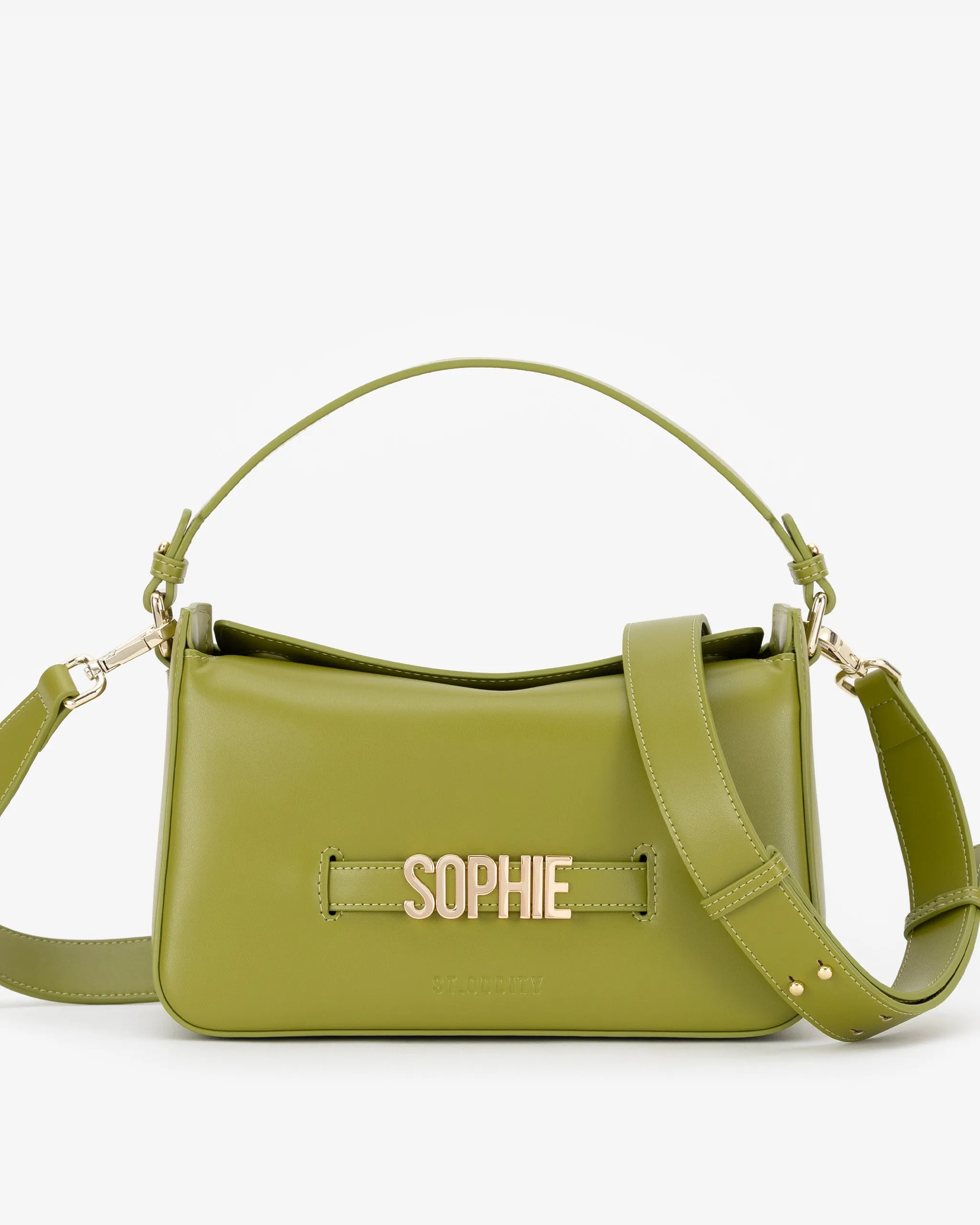 Slouch Bag in Olive with Personalised Hardware