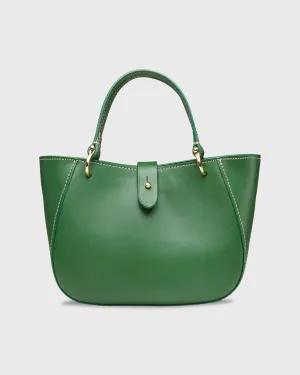 Small Annalisa Satchel Bag in Green Leather