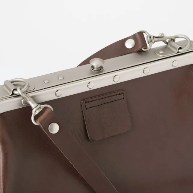 Small Leather Shoulder Bag - Train Conductors Bag Design / Brown -, Cross Body Bag