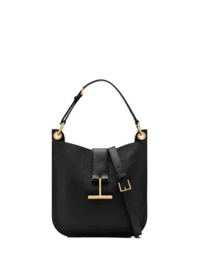 Small Tara Grained Leather Crossbody Bag in Black