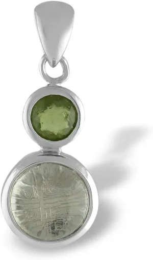 Starborn Sterling Silver Moldavite Muonionalusta Meteorite Prism Pendant