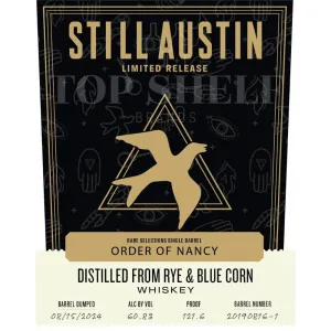 Still Austin Order of Nancy Rye & Blue Corn Whiskey