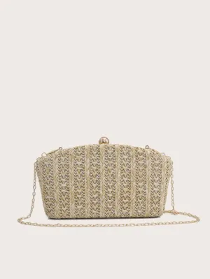 Straw Design Chain Clutch Bag