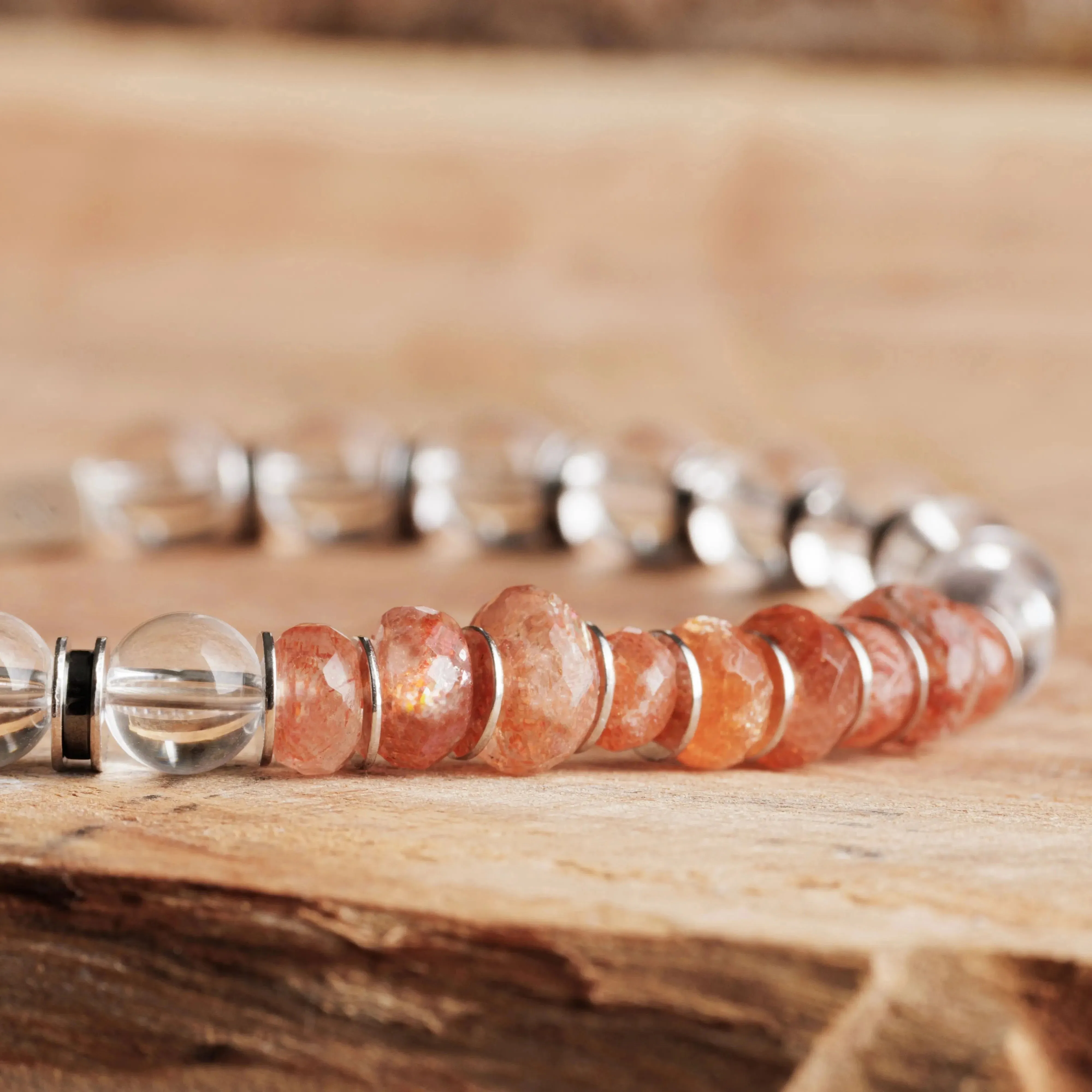 Sunstone - Crystal Quartz Bracelet III (5-7mm)