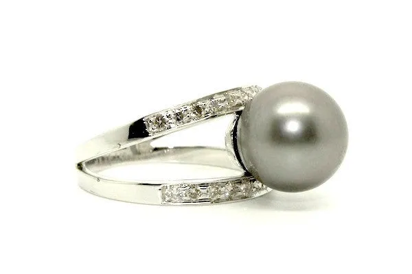 Tahition Pearl & Diamond Parallel Ring Ad No. 0879