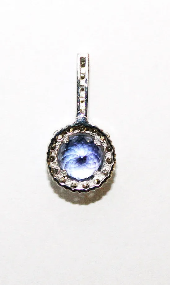 Tanzanite And Diamond Round Halo Pendant AD No. 1004