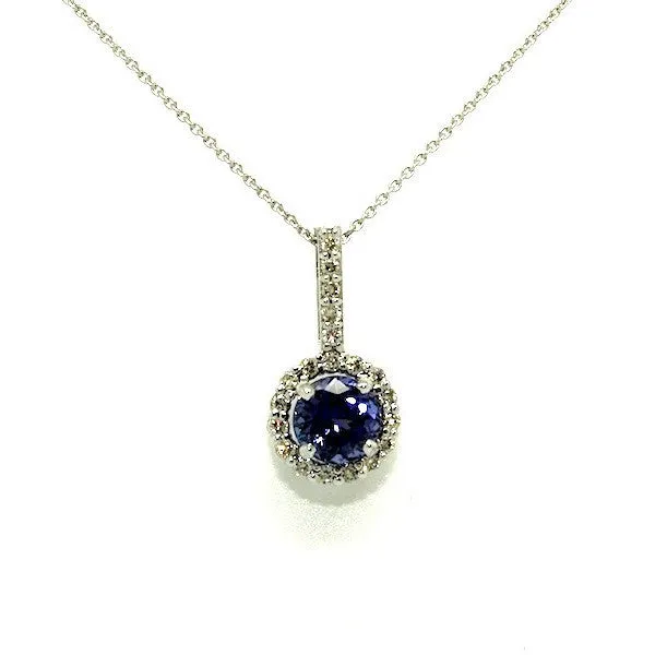 Tanzanite And Diamond Round Halo Pendant AD No. 1004