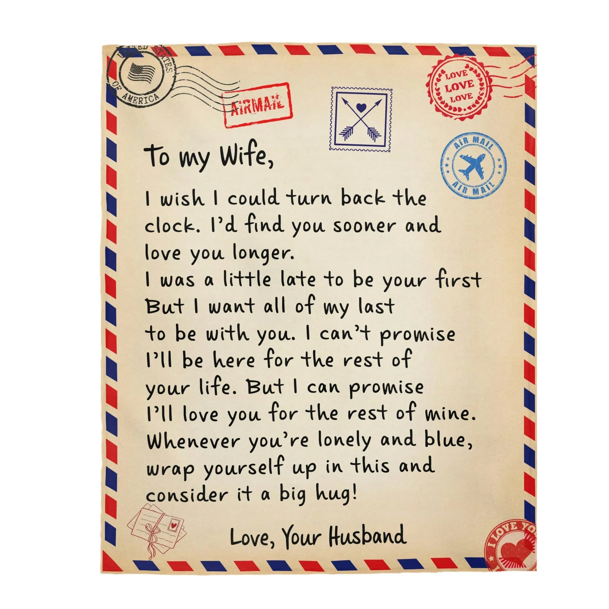 To My Wife - Giant Love Letter Cozy Plush Fleece Blanket