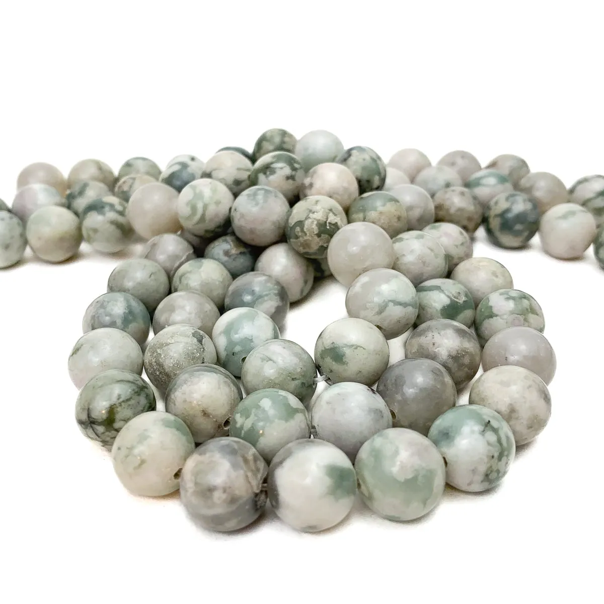 Tree Agate 12mm Smooth Rounds Bead Strand