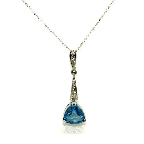 Trillion Cut Blue Topaz & Diamond Pendant AD No.0856