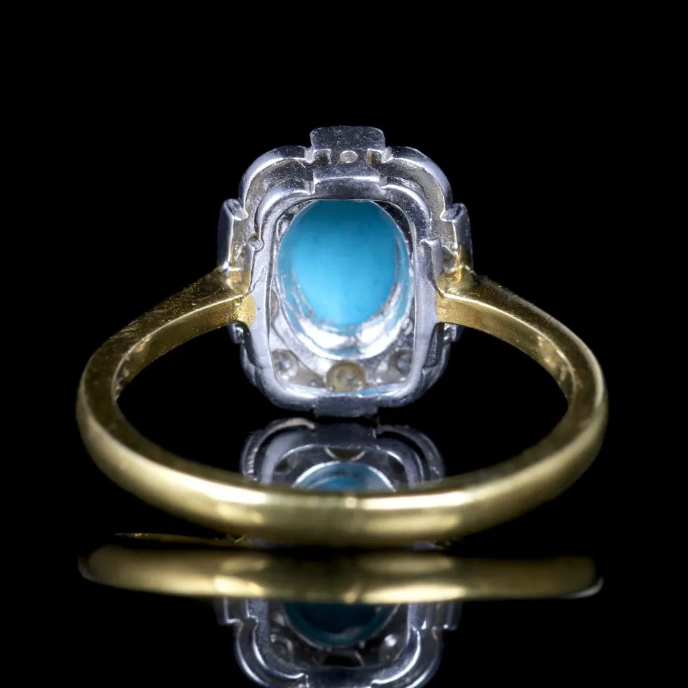 Turquoise Paste Stone Ring 18Ct On Silver Ring