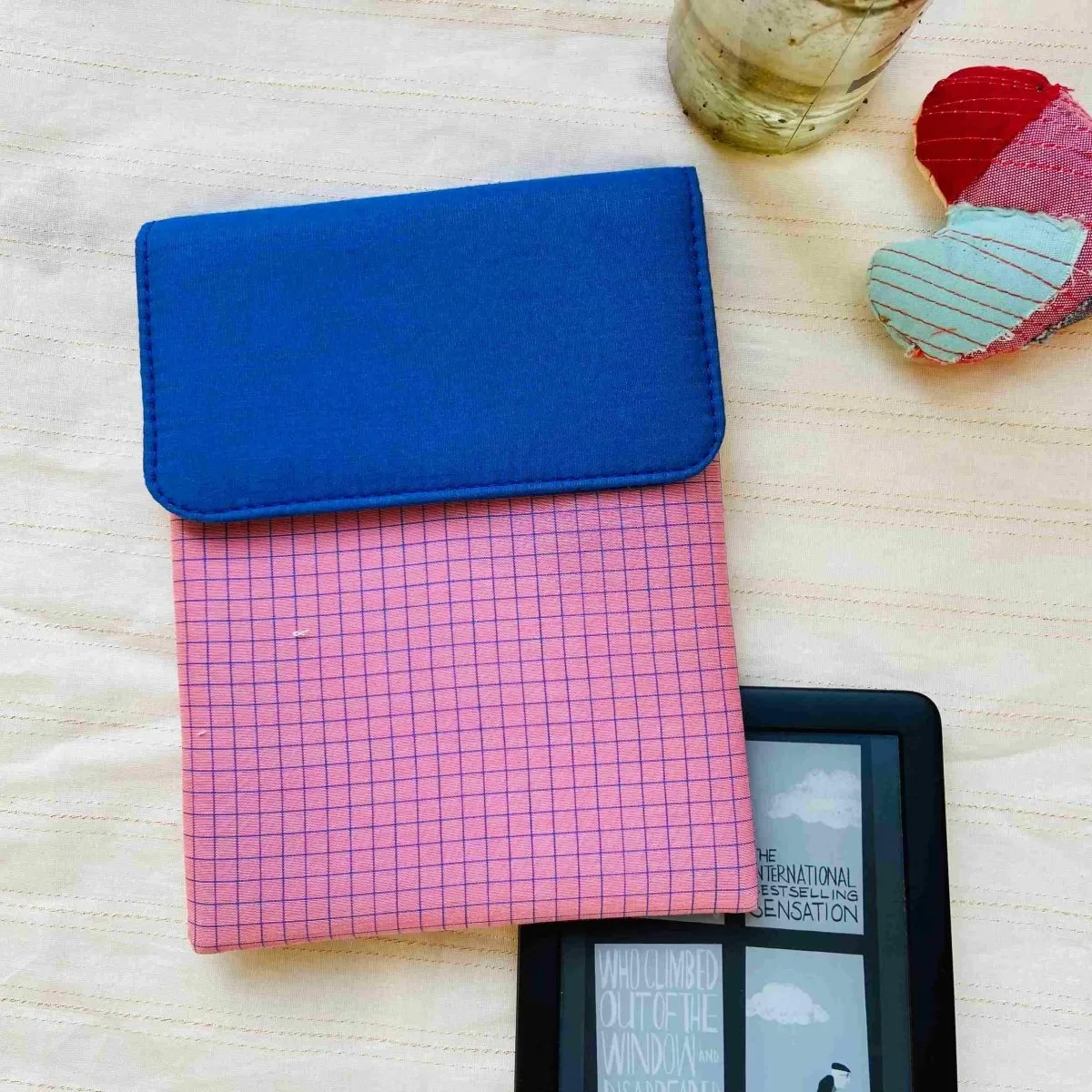 Unique Kindle Sleeve- Pink with checkers