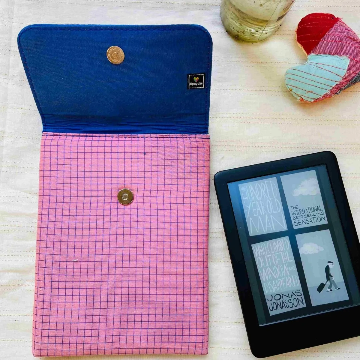 Unique Kindle Sleeve- Pink with checkers