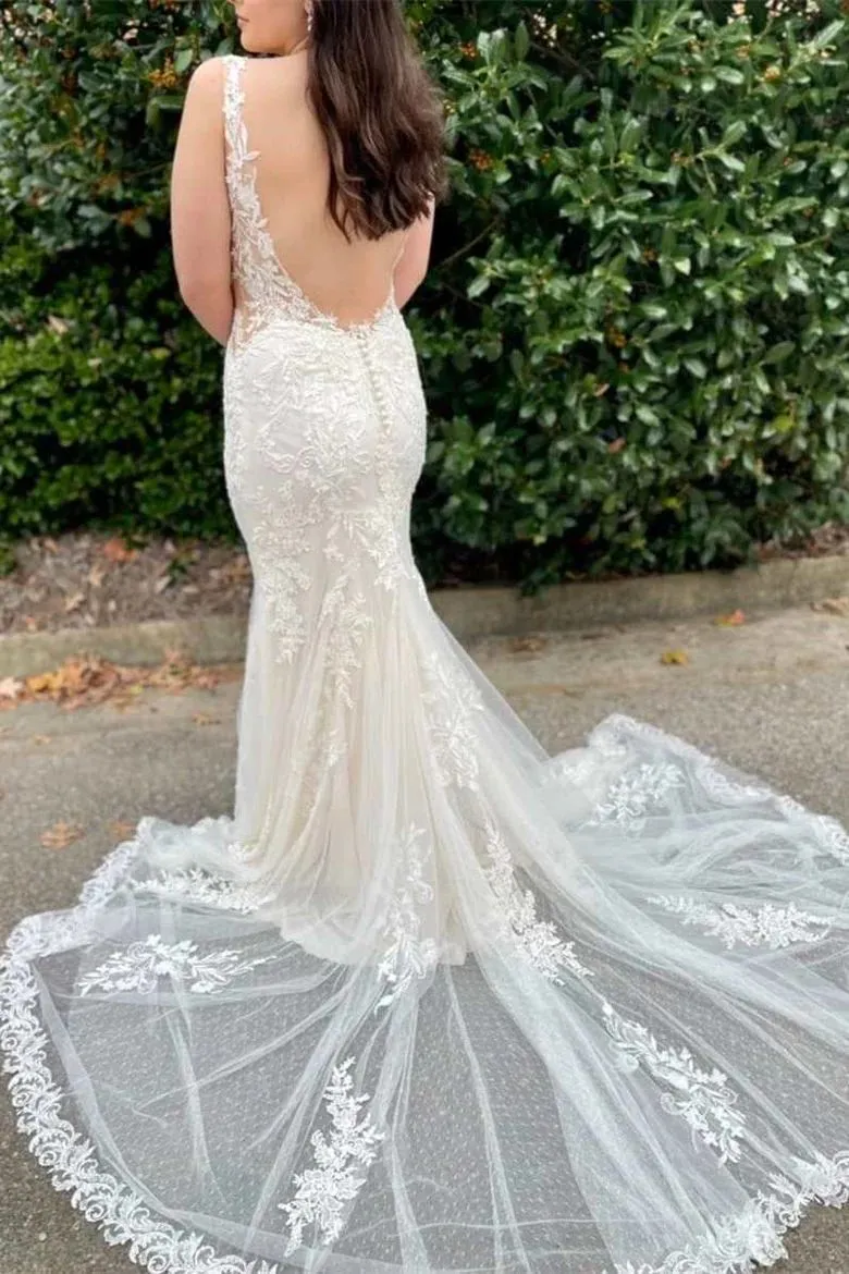 Unique Lace Mermaid Wedding Dress