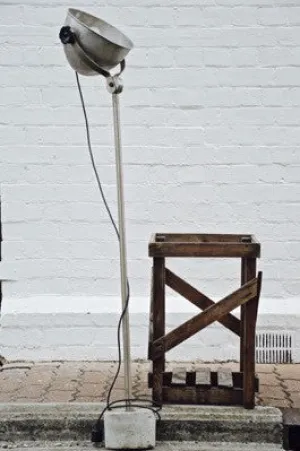 unique rare AWESOME concrete base INDUSTRIAL floor standing lamp