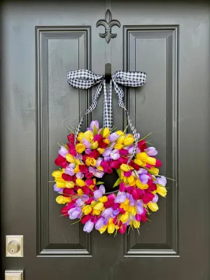 Unique Spring Tulip Blossoms Wreath