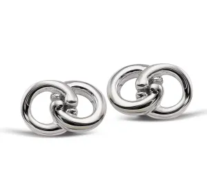 Unique Sterling Silver Linked Circle Stud Earrings