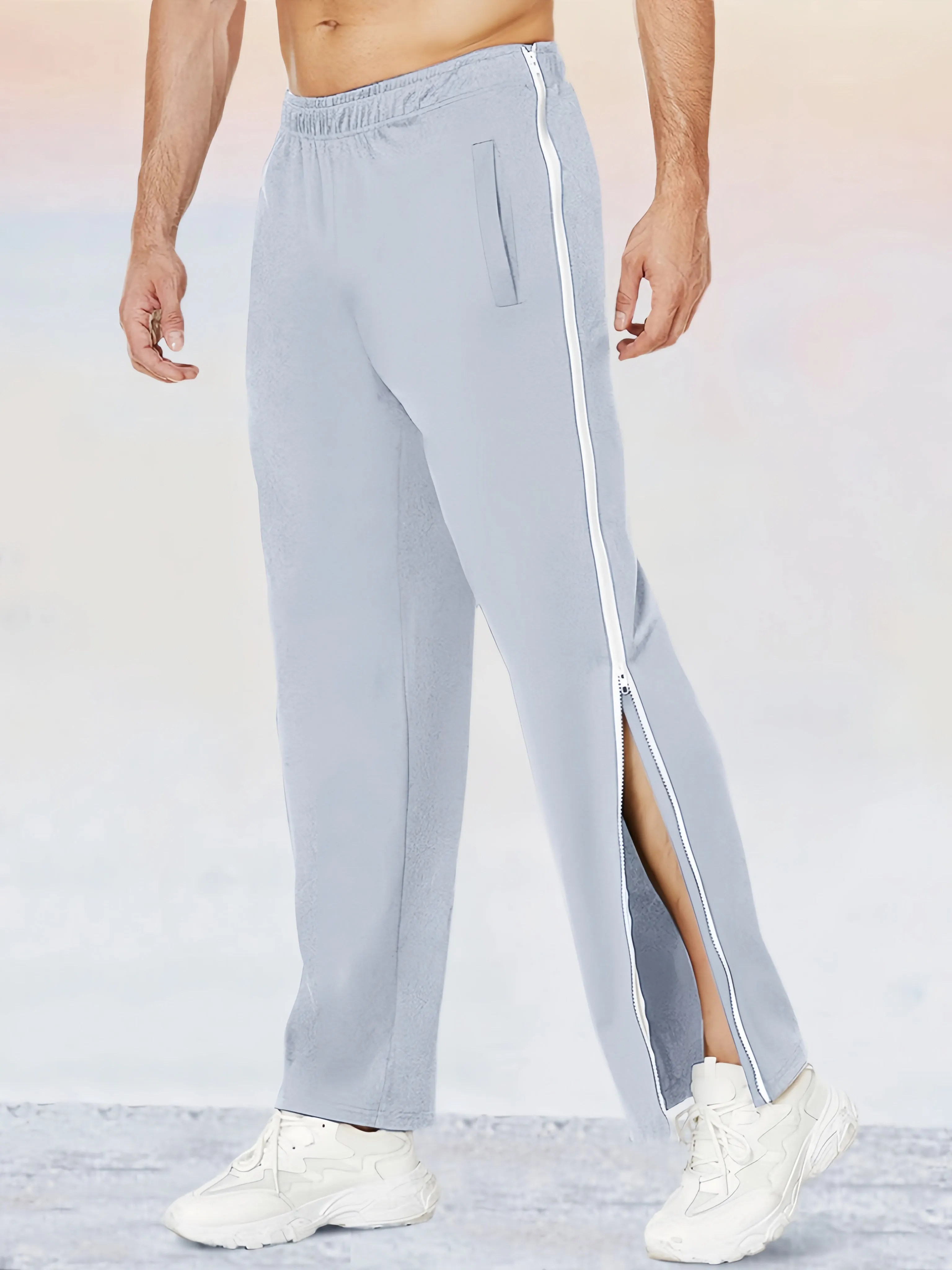 Unique Zipper Slit Side Sweatpants