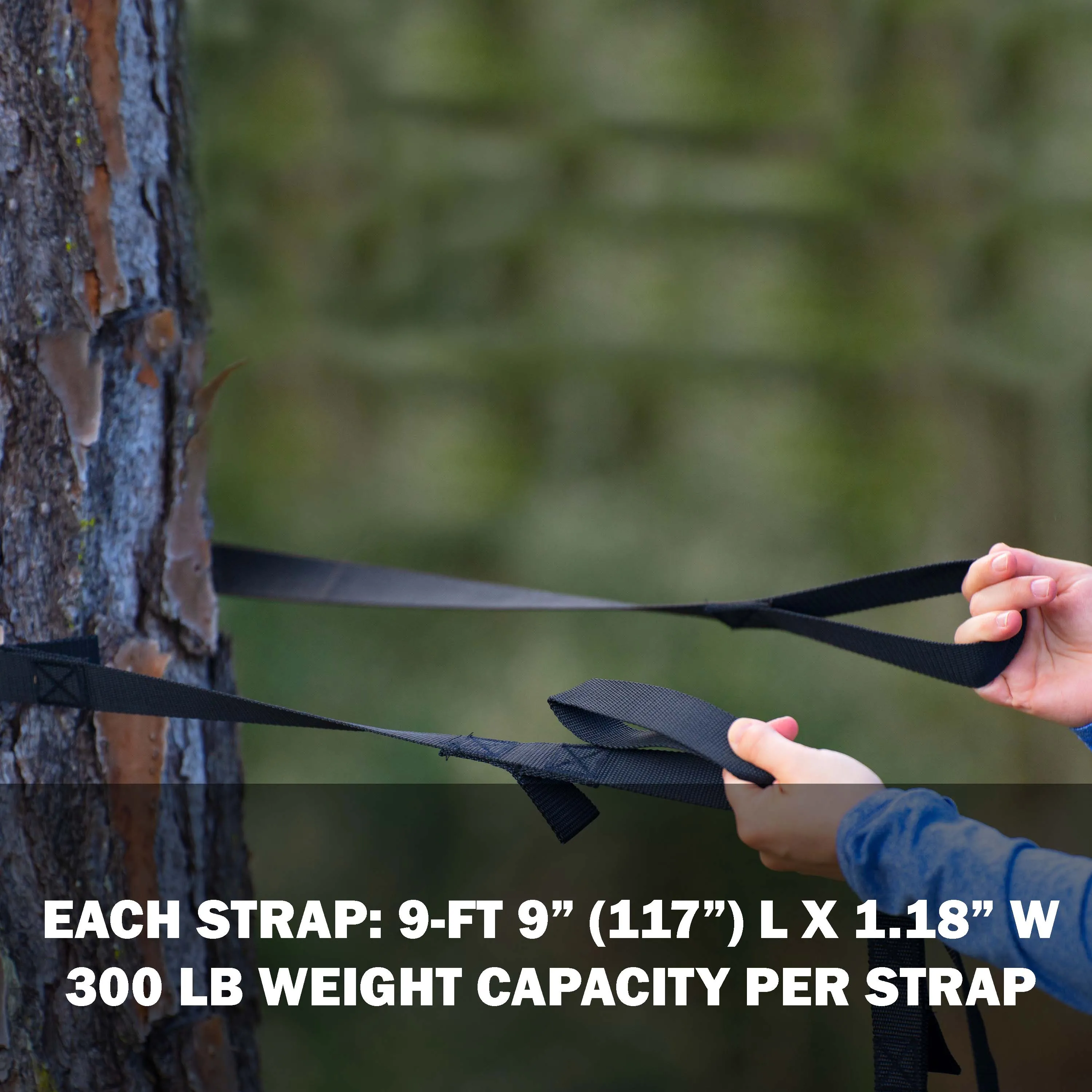 Universal Multi-Loop Suspension System w/ "S" Hooks | For Hammocks & Hammock Chairs | Adjustable Tree Straps | 300 Lb. Capacity