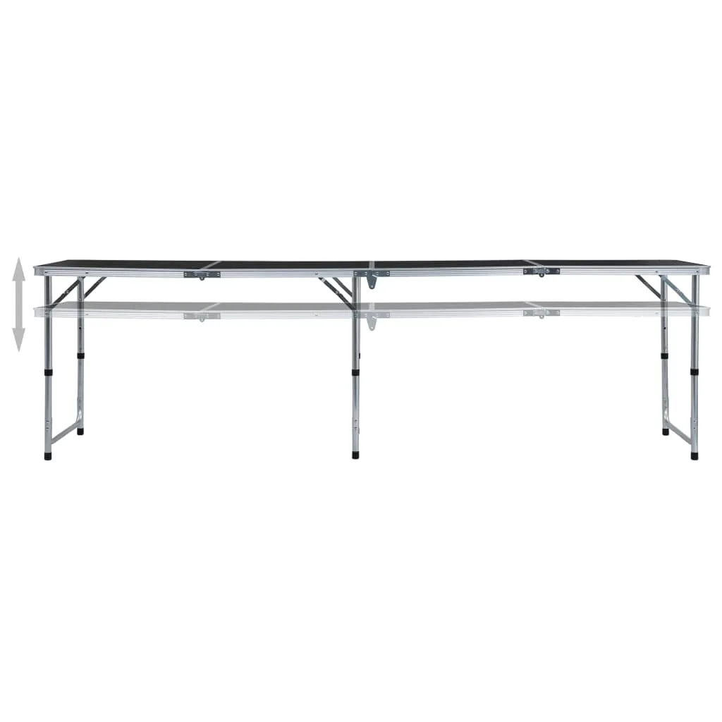 vidaXL Foldable Camping Table Grey Aluminium 240x60 cm