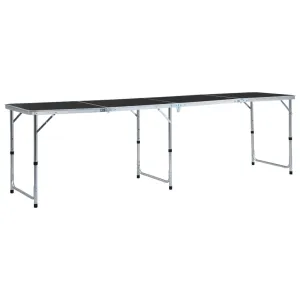 vidaXL Foldable Camping Table Grey Aluminium 240x60 cm