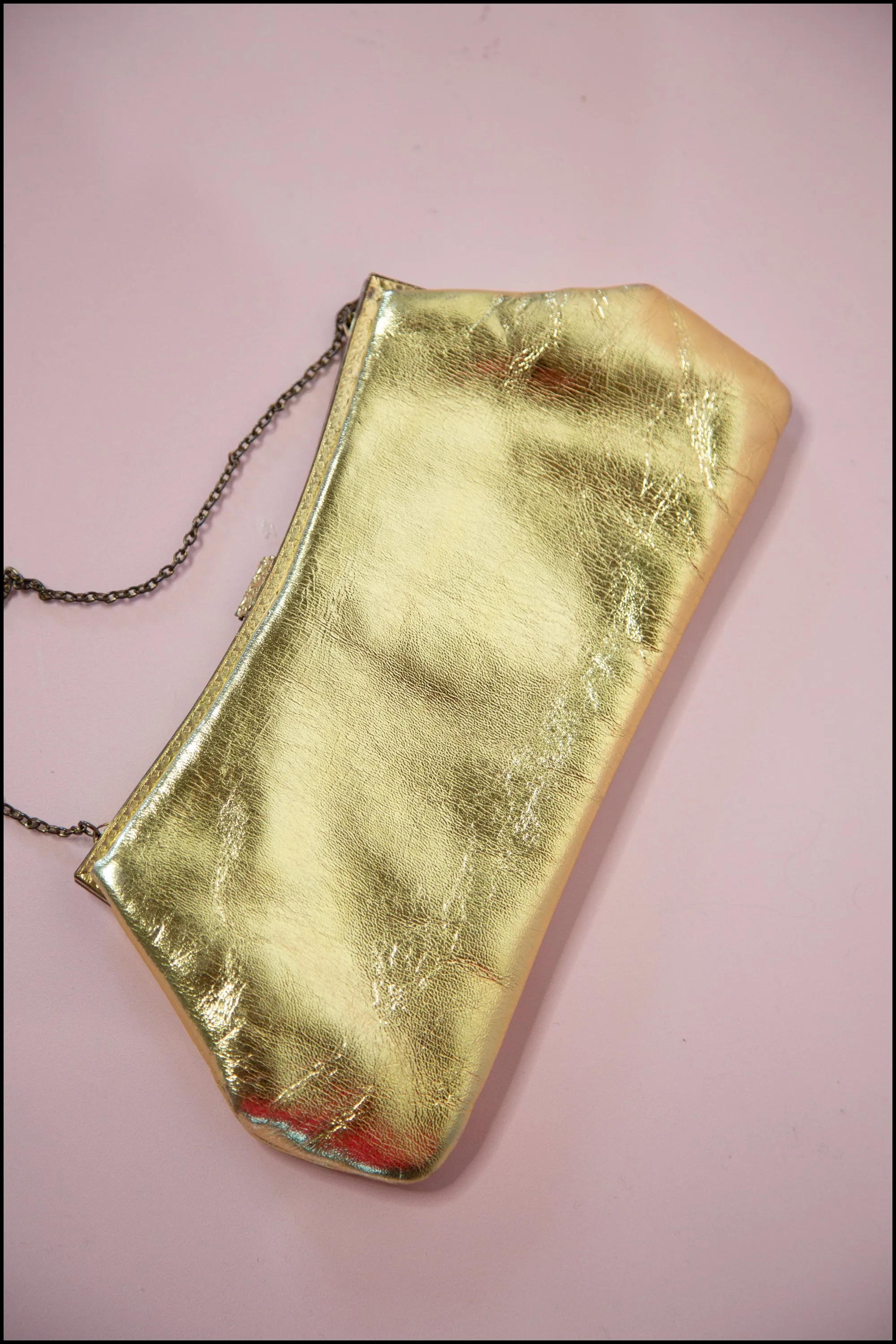 Vintage 1950s Gold Leather Evening Bag