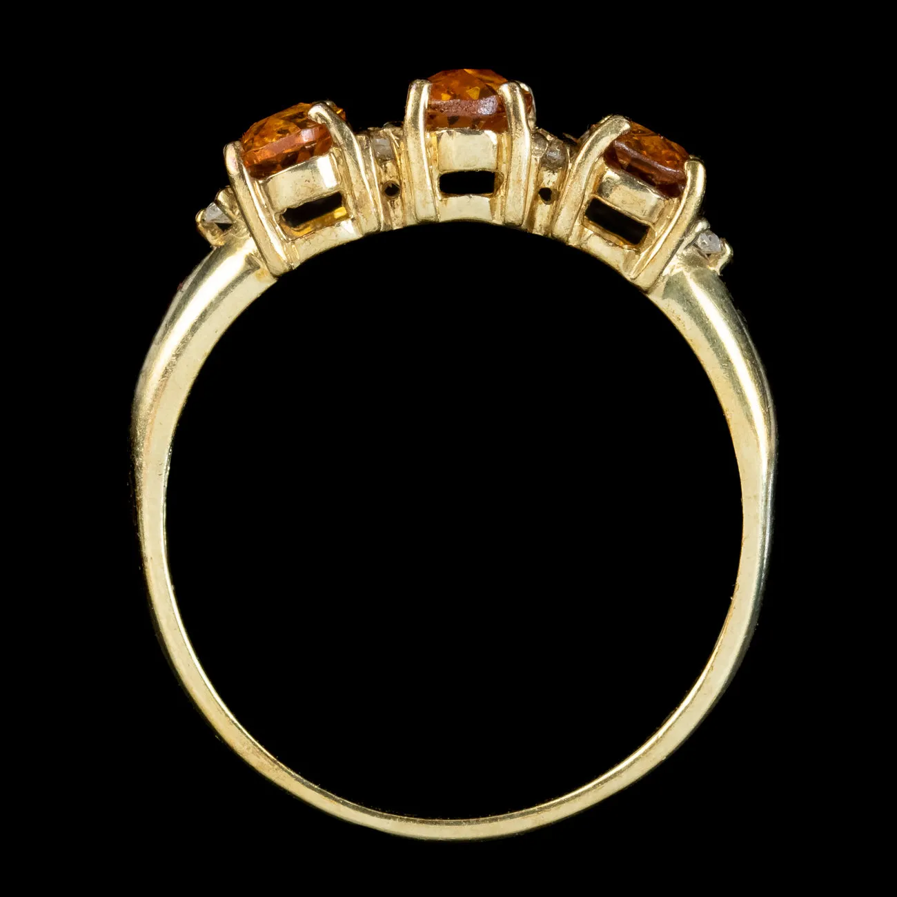 Vintage Citrine Diamond Trilogy Ring 1.5ct Total