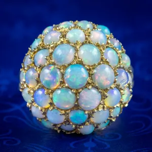 Vintage Opal Boule Cluster Ring 4ct Total Dated 1966