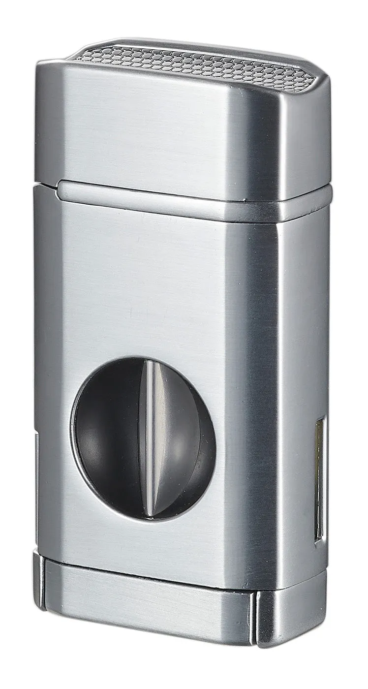 Visol Diablo Triple Torch Flame Lighter w/ Spring V Cutter - Silver