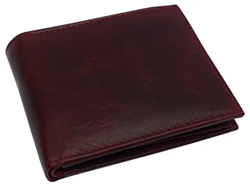 Wallets for Men Genuine Cowhide Leather RFID Blocking Bifold Wallet With 2 ID Windows