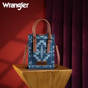 WG2212-8122  Wrangler Southwestern  Print North South Minil Canvas Tote/Crossbody -  Jean