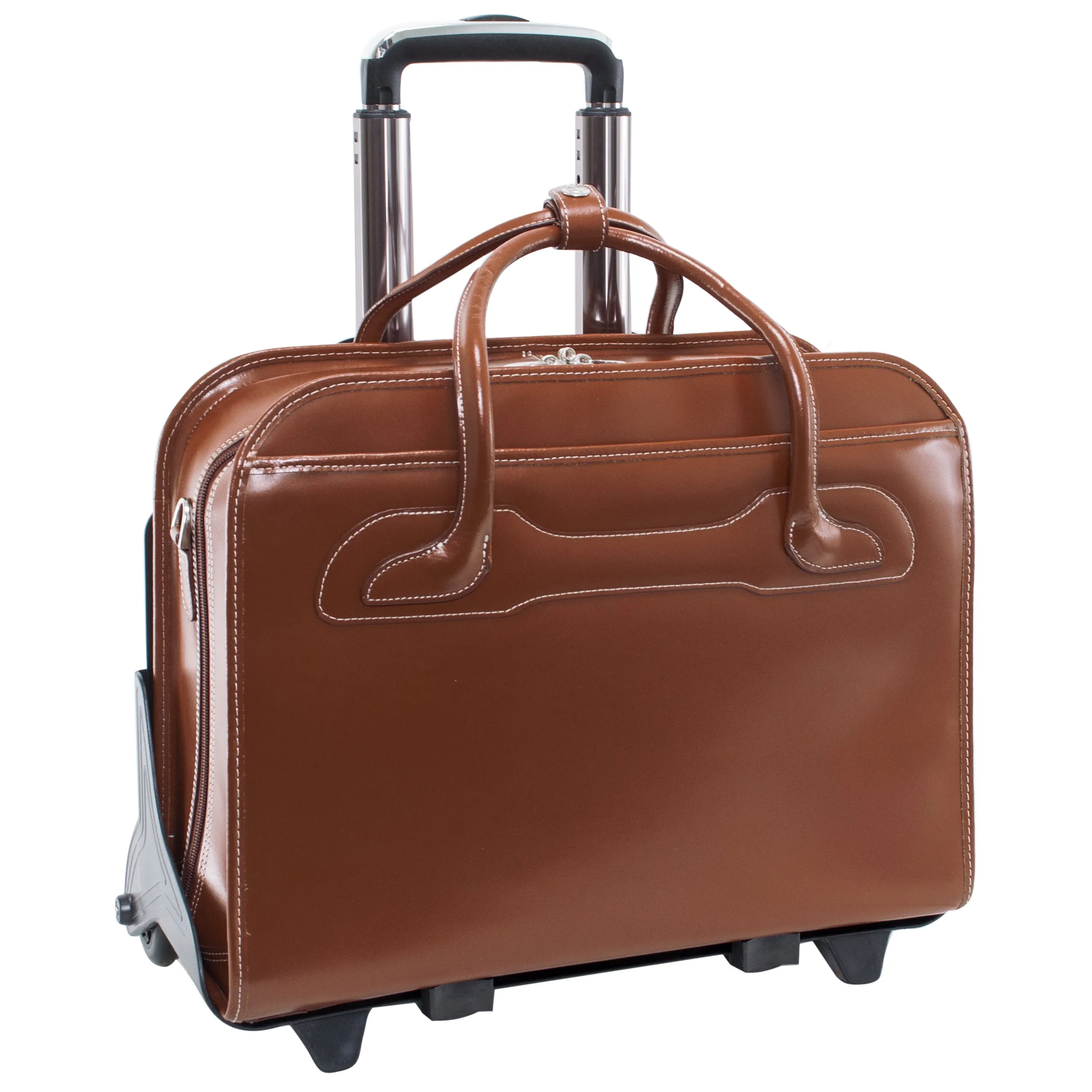 WILLOWBROOK | 17” Leather Detachable-Wheeled Laptop Case