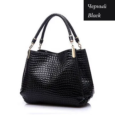 Women Luxury PU Leather Balsa Sac Crocodile Pattern Shoulder Handbag