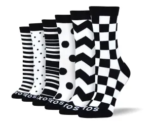 Women's Unique Black & White Sock Bundle - 6 Pair