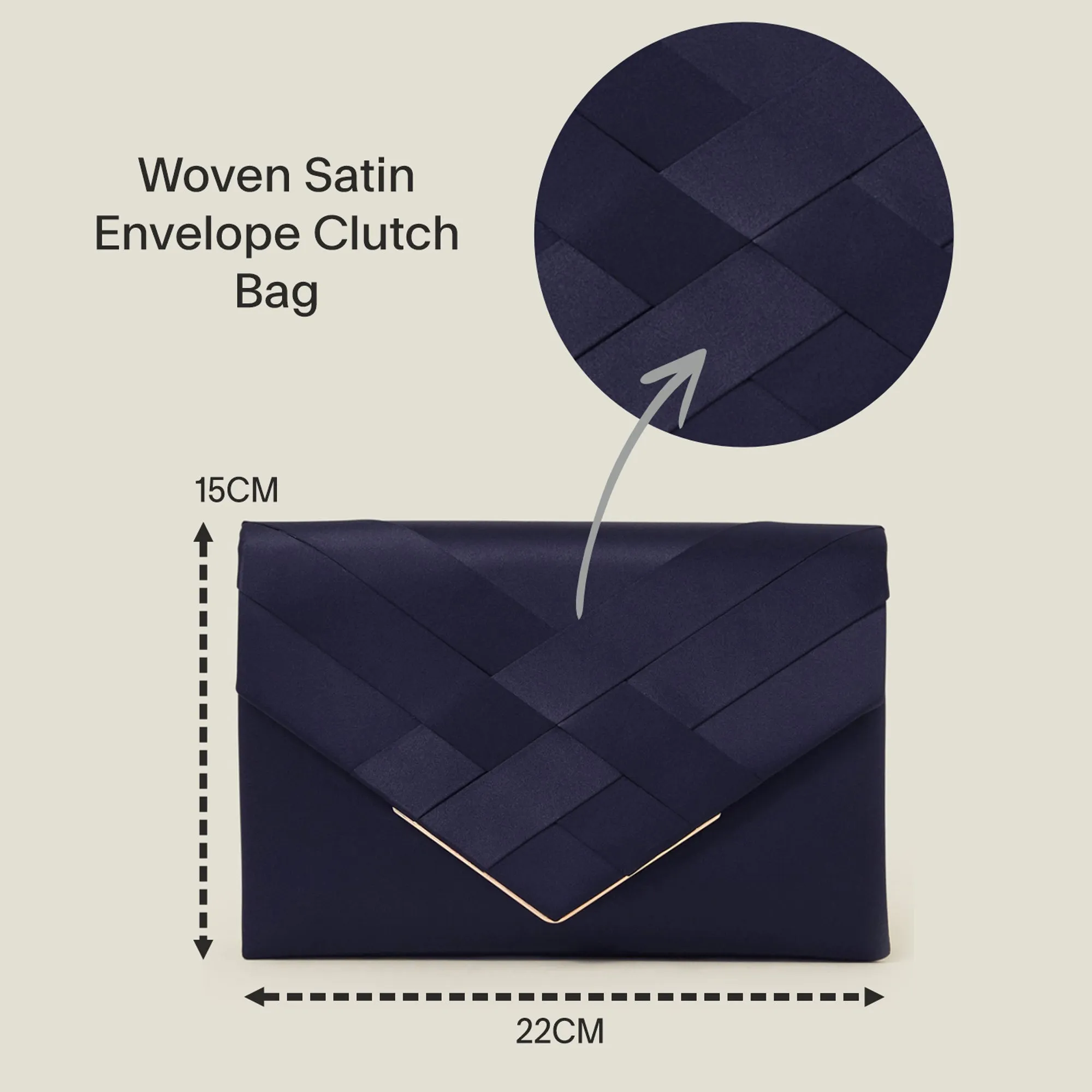 Woven Satin Envelope Clutch Bag-Blue