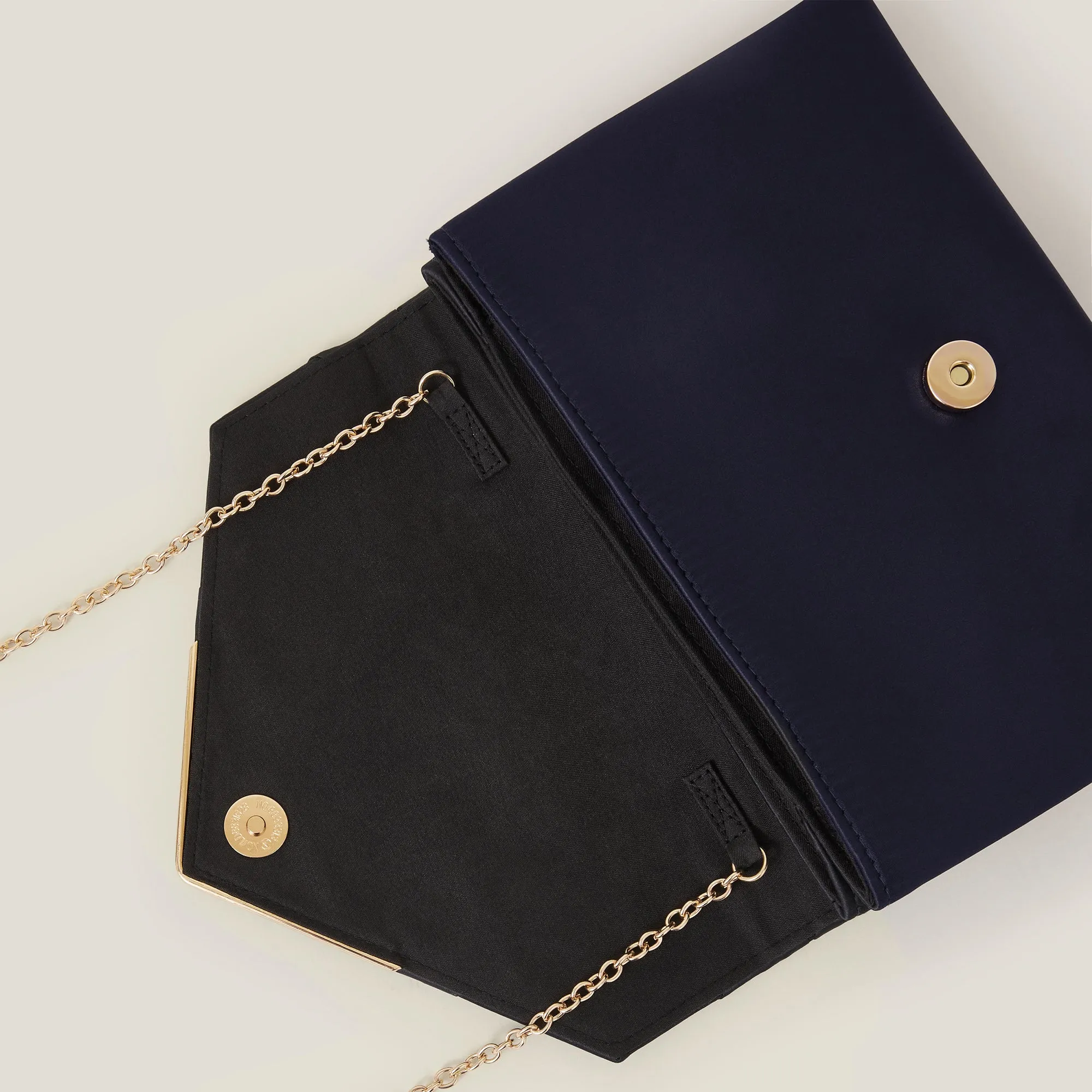 Woven Satin Envelope Clutch Bag-Blue