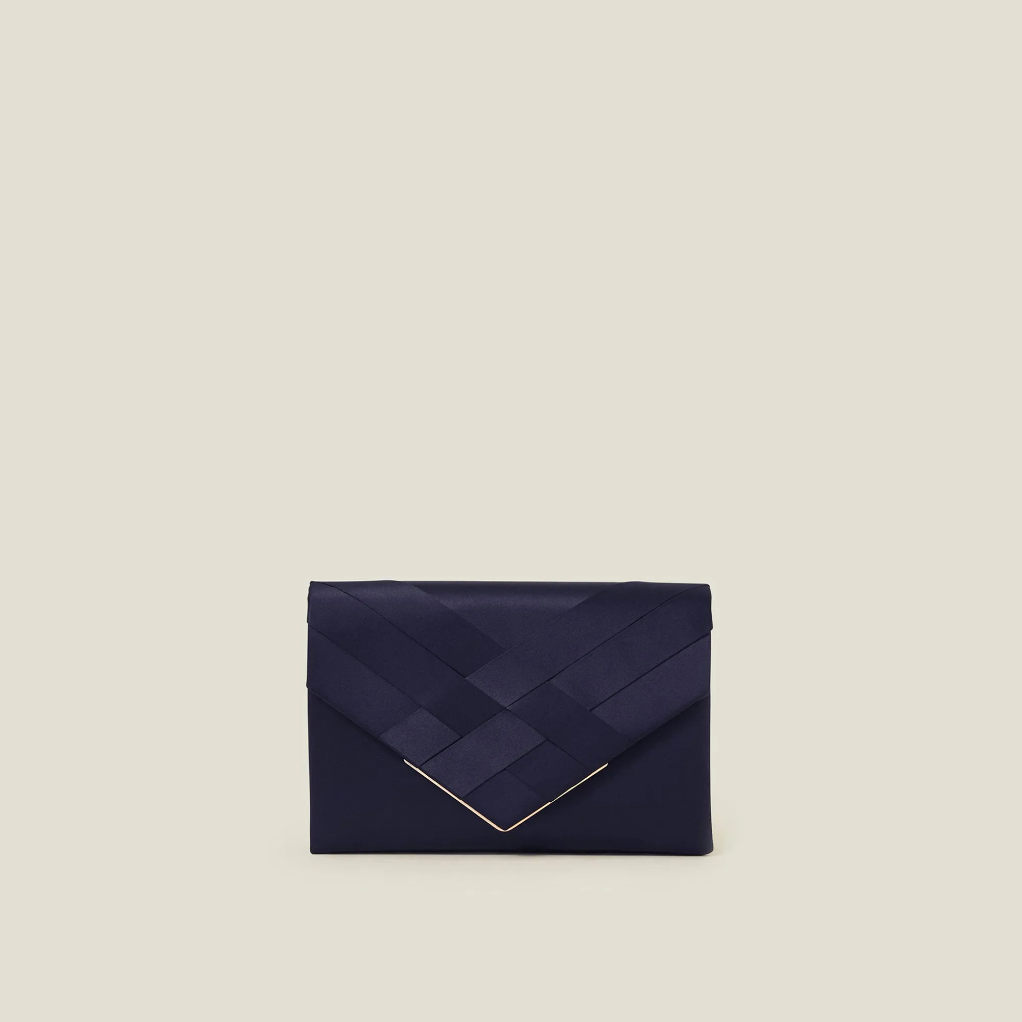 Woven Satin Envelope Clutch Bag-Blue