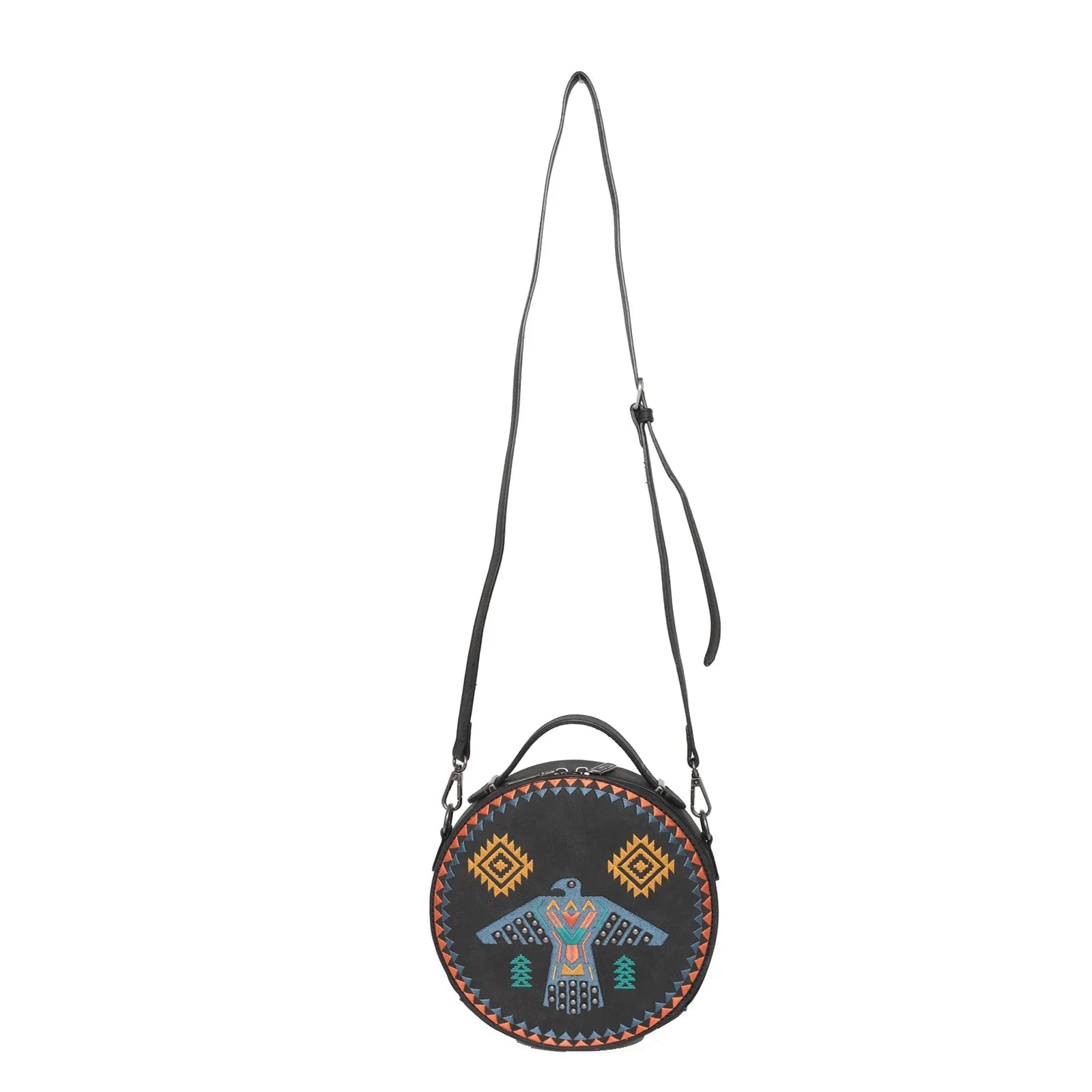 Wrangler Embroidered Thunderbird Aztec Crossbody Circle Bag