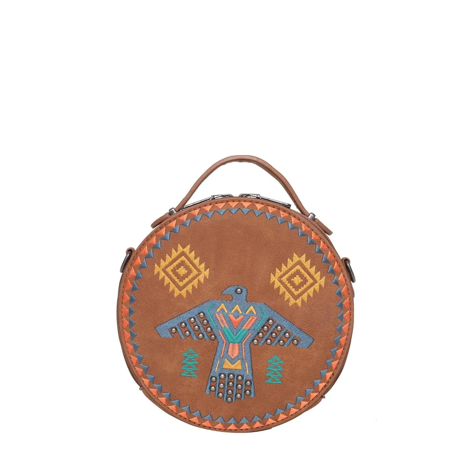 Wrangler Embroidered Thunderbird Aztec Crossbody Circle Bag