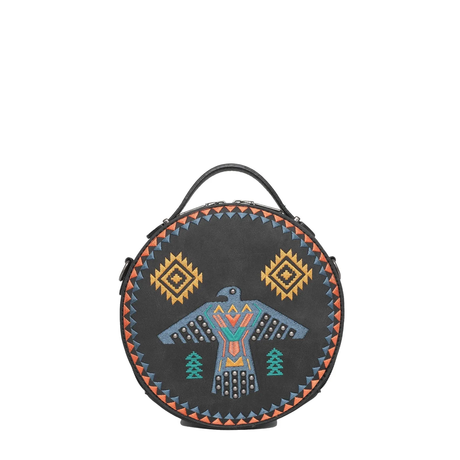 Wrangler Embroidered Thunderbird Aztec Crossbody Circle Bag