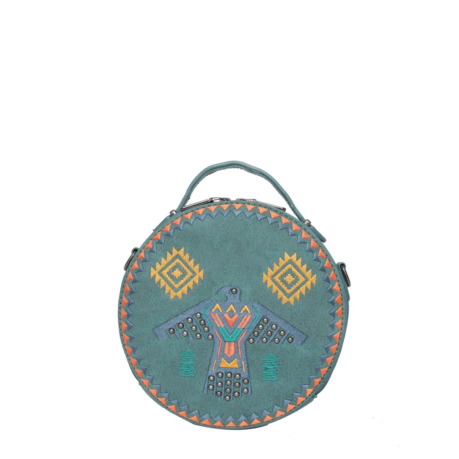 Wrangler Embroidered Thunderbird Aztec Crossbody Circle Bag