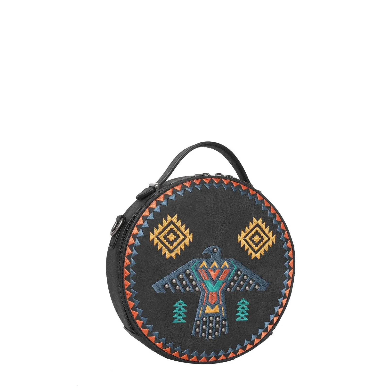 Wrangler Embroidered Thunderbird Aztec Crossbody Circle Bag