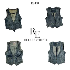 Y2K Unique Denim Waistcoats (RE-018)